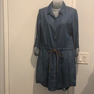 Denim dress with draw string